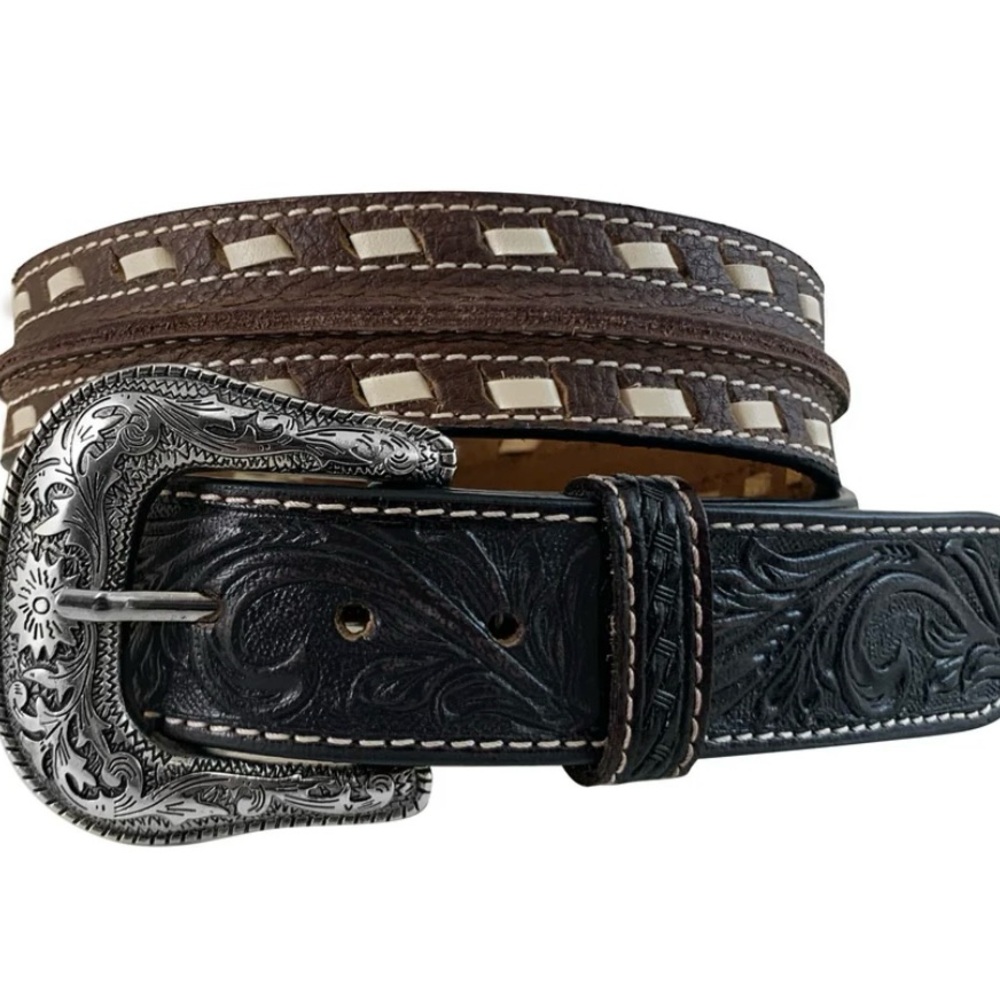 Roper Mens‎ Buff Milled Single Stitched Cut Edges Size 46 Belt 8661500